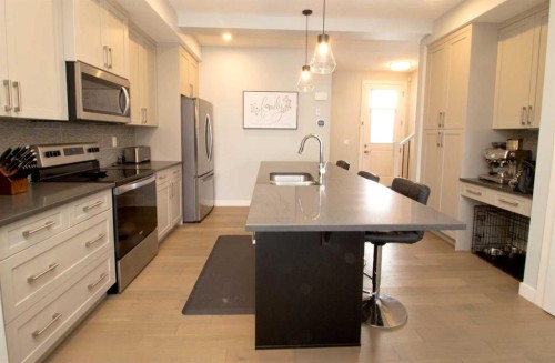 103 Sunrise Common, Cochrane, AB - Indoor Photo Showing Kitchen With Double Sink With Upgraded Kitchen