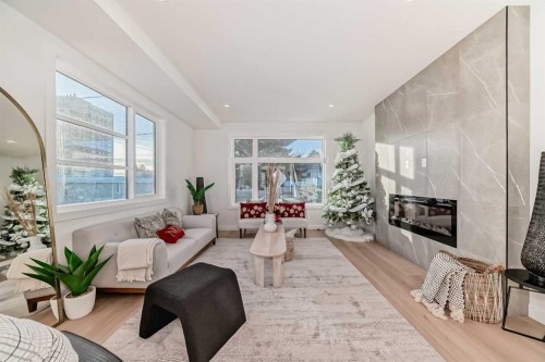 3349 Spruce Drive Sw, Calgary, AB - Indoor Photo Showing Living Room With Fireplace