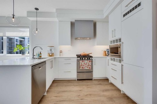 402-8230 Broadcast Avenue, Calgary, AB - Indoor Photo Showing Kitchen With Upgraded Kitchen