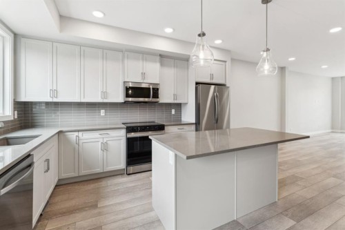 16 Alderwood Close Se, Calgary, AB - Indoor Photo Showing Kitchen With Stainless Steel Kitchen With Upgraded Kitchen