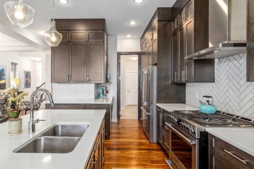 10 Cranbrook Hill Se, Calgary, AB - Indoor Photo Showing Kitchen With Double Sink With Upgraded Kitchen