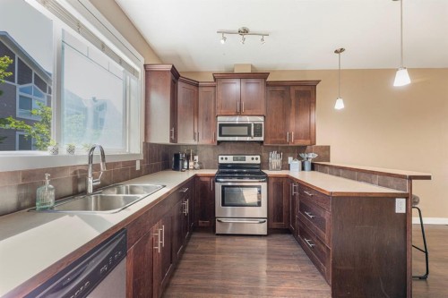 22 Skyview Ranch Gardens Ne, Calgary, AB - Indoor Photo Showing Kitchen With Double Sink