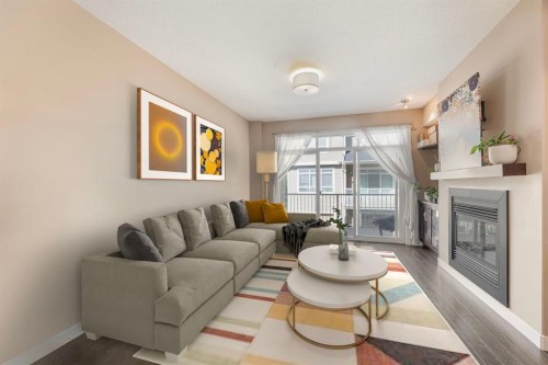 22 Skyview Ranch Gardens Ne, Calgary, AB - Indoor Photo Showing Living Room With Fireplace