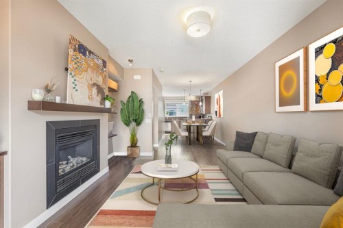 22 Skyview Ranch Gardens Ne, Calgary, AB - Indoor Photo Showing Living Room With Fireplace