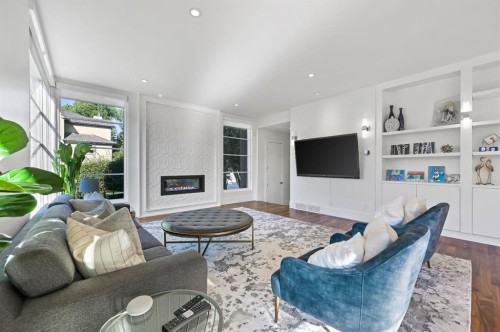 3926 9 Street Sw, Calgary, AB - Indoor Photo Showing Living Room With Fireplace