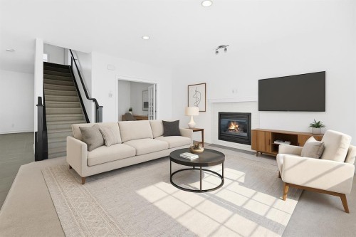 309 Sage Meadows Circle Nw, Calgary, AB - Indoor Photo Showing Living Room With Fireplace