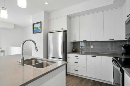 123-115 Sagewood Drive Sw, Airdrie, AB - Indoor Photo Showing Kitchen With Stainless Steel Kitchen With Double Sink With Upgraded Kitchen