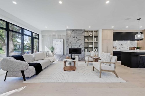 2838 34 Street Sw, Calgary, AB - Indoor Photo Showing Living Room With Fireplace