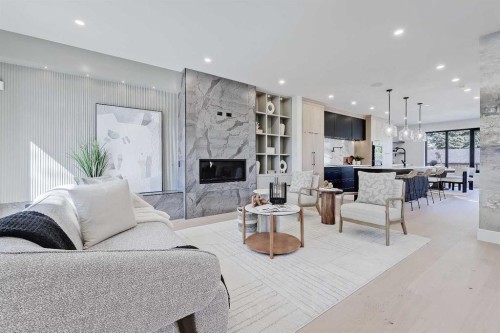 2838 34 Street Sw, Calgary, AB - Indoor Photo Showing Living Room With Fireplace