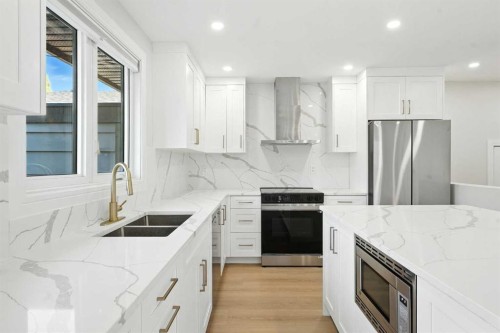 227 Parkside Way Se, Calgary, AB - Indoor Photo Showing Kitchen With Stainless Steel Kitchen With Double Sink With Upgraded Kitchen
