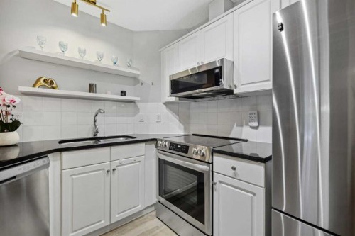 210-10 Sierra Morena Mews Sw, Calgary, AB - Indoor Photo Showing Kitchen With Stainless Steel Kitchen With Double Sink