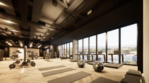 905-100 10A Street Nw, Calgary, AB - Indoor Photo Showing Gym Room