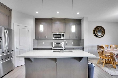 99 Savanna Way Ne, Calgary, AB - Indoor Photo Showing Kitchen With Double Sink With Upgraded Kitchen