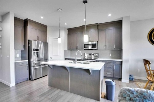 99 Savanna Way Ne, Calgary, AB - Indoor Photo Showing Kitchen With Double Sink With Upgraded Kitchen