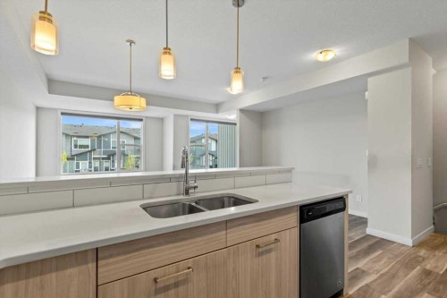 92 Saddlestone Drive Ne, Calgary, AB - Indoor Photo Showing Kitchen With Double Sink