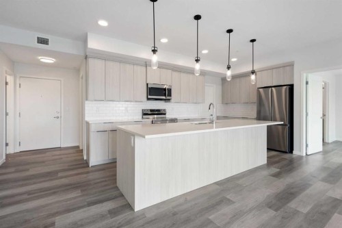 306-360 Harvest Hills Way Ne, Calgary, AB - Indoor Photo Showing Kitchen With Stainless Steel Kitchen With Upgraded Kitchen