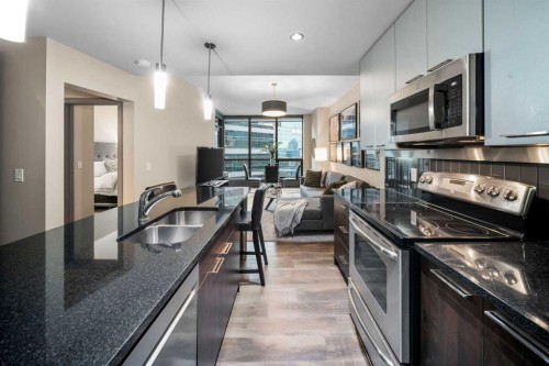1503-220 12 Avenue Se, Calgary, AB - Indoor Photo Showing Kitchen With Double Sink With Upgraded Kitchen