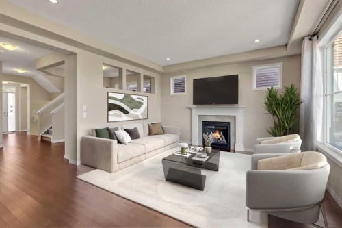 223 Cityscape Gardens Ne, Calgary, AB - Indoor Photo Showing Living Room With Fireplace