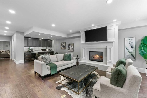 420 49 Avenue Sw, Calgary, AB - Indoor Photo Showing Living Room With Fireplace