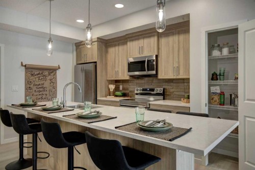 409-245 Edith Place Nw, Calgary, AB - Indoor Photo Showing Kitchen With Upgraded Kitchen