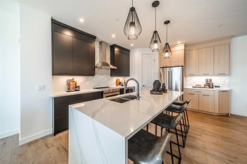 203 Lucas Common Nw, Calgary, AB - Indoor Photo Showing Kitchen With Double Sink With Upgraded Kitchen
