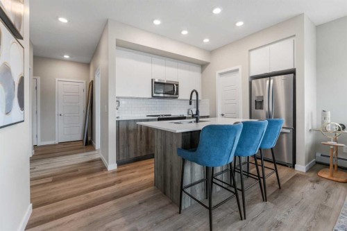 302-1605 17 Street Se, Calgary, AB - Indoor Photo Showing Kitchen With Stainless Steel Kitchen With Upgraded Kitchen