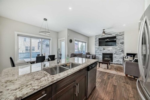 9 Saddlecrest Crescent Ne, Calgary, AB - Indoor Photo Showing Kitchen With Fireplace With Double Sink