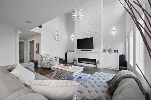 95 Panorama Hills View Nw, Calgary, AB - Indoor Photo Showing Living Room With Fireplace