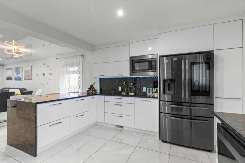 343 Queen Tamara Way Se, Calgary, AB - Indoor Photo Showing Kitchen With Upgraded Kitchen