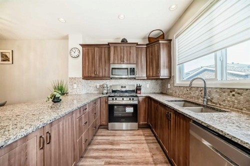 77 Red Sky Way Ne, Calgary, AB - Indoor Photo Showing Kitchen With Double Sink With Upgraded Kitchen