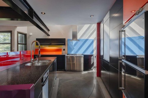 43 Westbluff Place, Rural Rocky View County, AB - Indoor Photo Showing Kitchen With Double Sink