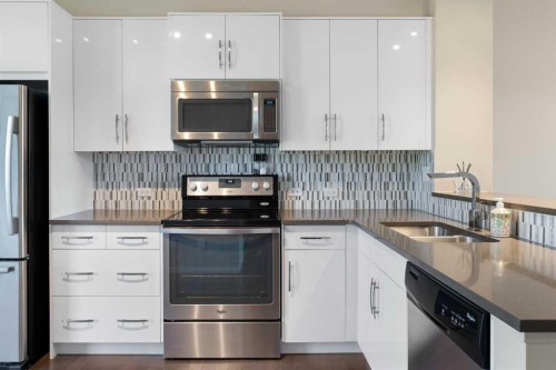 174 Ascot Point Sw, Calgary, AB - Indoor Photo Showing Kitchen With Stainless Steel Kitchen With Double Sink With Upgraded Kitchen