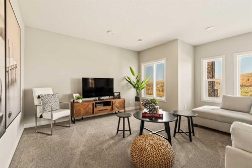 1168 Iron Ridge Avenue, Crossfield, AB - Indoor Photo Showing Living Room