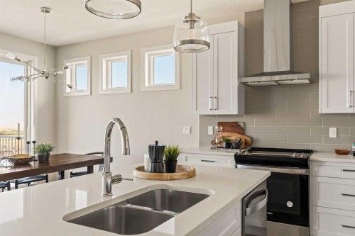 1168 Iron Ridge Avenue, Crossfield, AB - Indoor Photo Showing Kitchen With Double Sink With Upgraded Kitchen