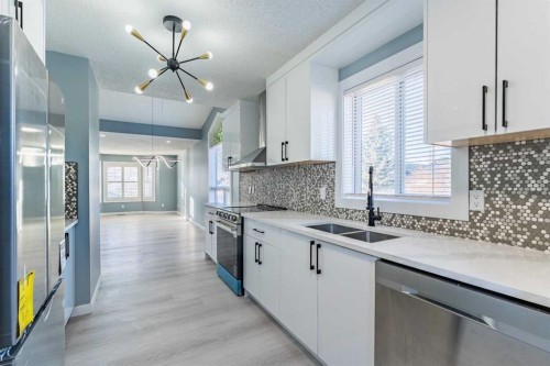 134 Erin Meadow Crescent Se, Calgary, AB - Indoor Photo Showing Kitchen With Double Sink With Upgraded Kitchen