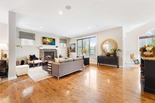 20 Auburn Sound Terrace Se, Calgary, AB - Indoor Photo Showing Living Room With Fireplace
