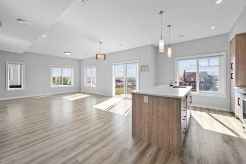 384 Canals Crossing Sw, Airdrie, AB - Indoor Photo Showing Kitchen With Upgraded Kitchen