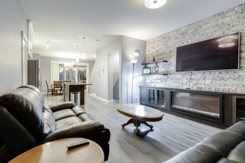 515 Skyview Ranch Grove Ne, Calgary, AB - Indoor Photo Showing Living Room With Fireplace