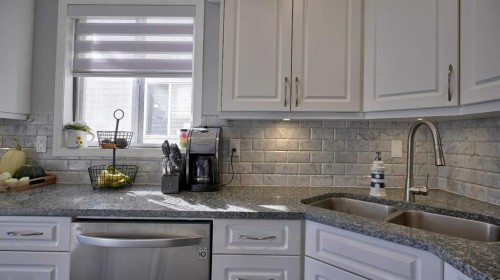 9-567 Edmonton Trail Ne, Airdrie, AB - Indoor Photo Showing Kitchen With Double Sink With Upgraded Kitchen