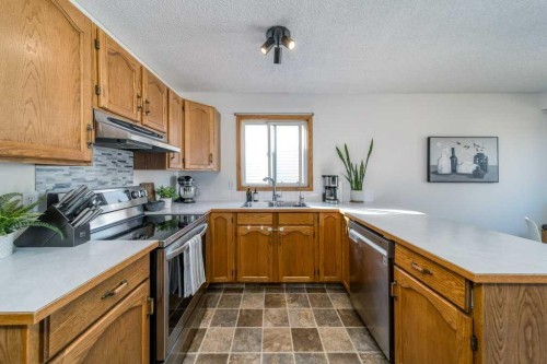 21 West Mcdougal Road, Cochrane, AB - Indoor Photo Showing Kitchen With Double Sink
