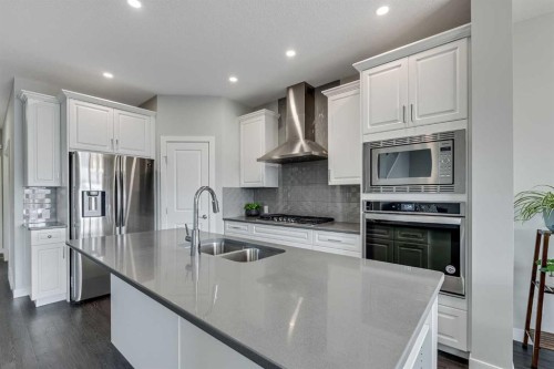 211 Willow Place, Cochrane, AB - Indoor Photo Showing Kitchen With Stainless Steel Kitchen With Double Sink With Upgraded Kitchen