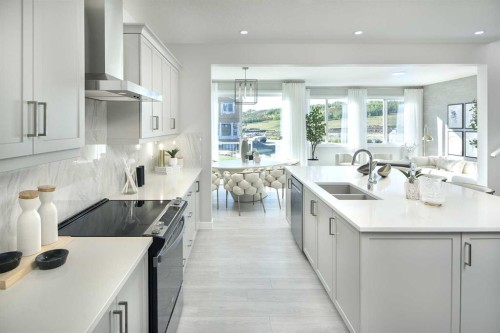 131 Wolf Creek Rise Se, Calgary, AB - Indoor Photo Showing Kitchen With Double Sink With Upgraded Kitchen