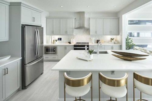 131 Wolf Creek Rise Se, Calgary, AB - Indoor Photo Showing Kitchen With Upgraded Kitchen