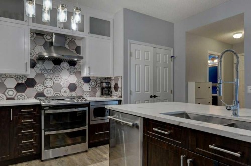 18380 Chaparral Street Se, Calgary, AB - Indoor Photo Showing Kitchen With Double Sink