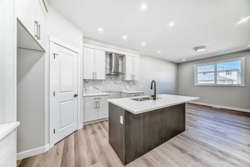 112 Belvedere Park Se, Calgary, AB - Indoor Photo Showing Kitchen With Double Sink