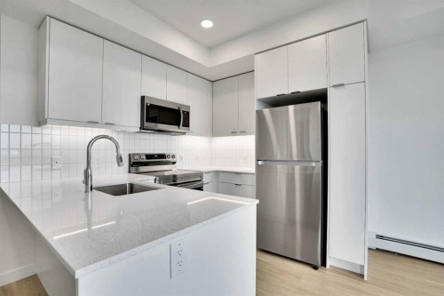 2313-8500 19 Avenue Se, Calgary, AB - Indoor Photo Showing Kitchen With Stainless Steel Kitchen With Upgraded Kitchen