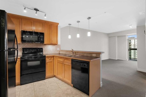 1108-836 15 Avenue Sw, Calgary, AB - Indoor Photo Showing Kitchen With Double Sink
