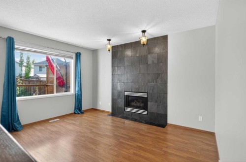 47 Mt Apex Crescent Se, Calgary, AB - Indoor Photo Showing Living Room With Fireplace