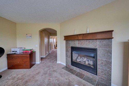 66 Crystal Green Drive, Okotoks, AB - Indoor Photo Showing Living Room With Fireplace
