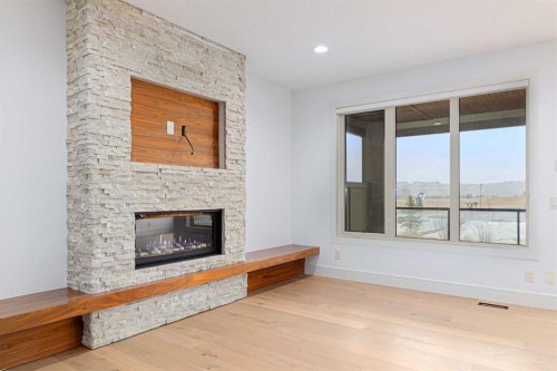 74 Chaparral Valley Square Se, Calgary, AB - Indoor Photo Showing Living Room With Fireplace